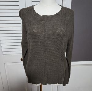 Sweet Romeo Green Crew Neck Sweater with Textured Knit